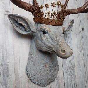 Faux Taxidermy Deer Head Wall Art, Faux Stag Head, Deer Head with Crown