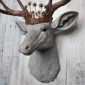 Faux Taxidermy Deer Head Wall Art, Faux Stag Head, Deer Head with Crown