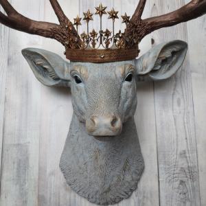 Faux Taxidermy Deer Head Wall Art, Faux Stag Head, Deer Head with Crown