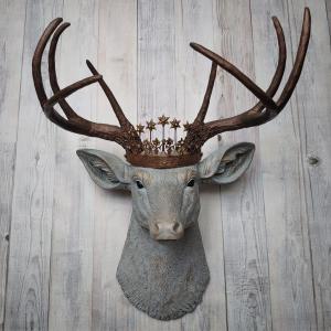 Faux Taxidermy Deer Head Wall Art, Faux Stag Head, Deer Head with Crown