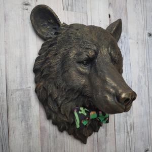 faux taxidermy bear head wall mount