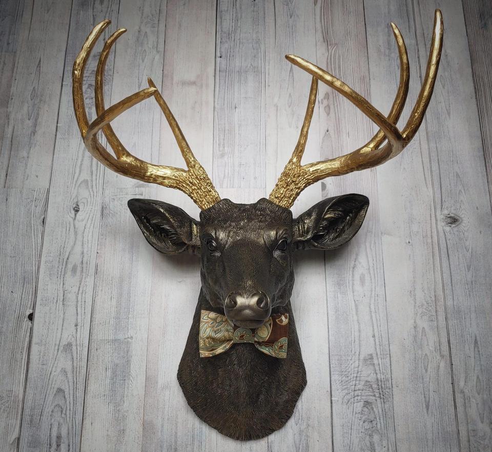 Faux Taxidermy Deer Head with Bow Tie, Faux Stag Head