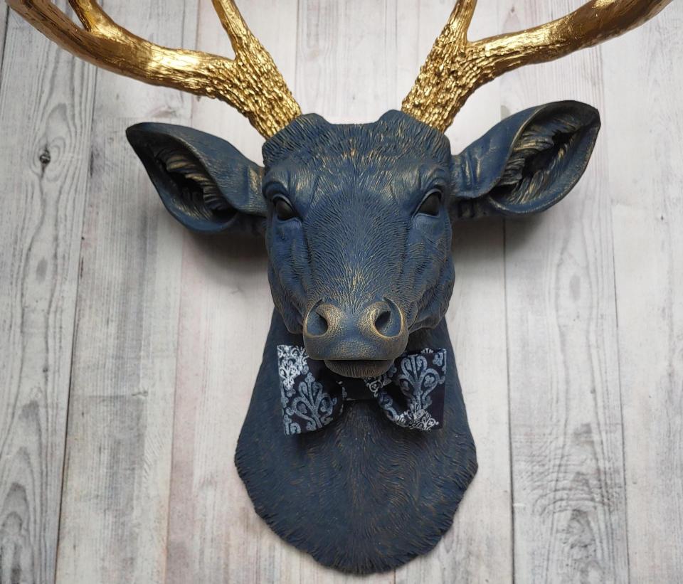 Faux Taxidermy Deer Head, Stag Head Wall Mount, Deer Head with Bow Tie