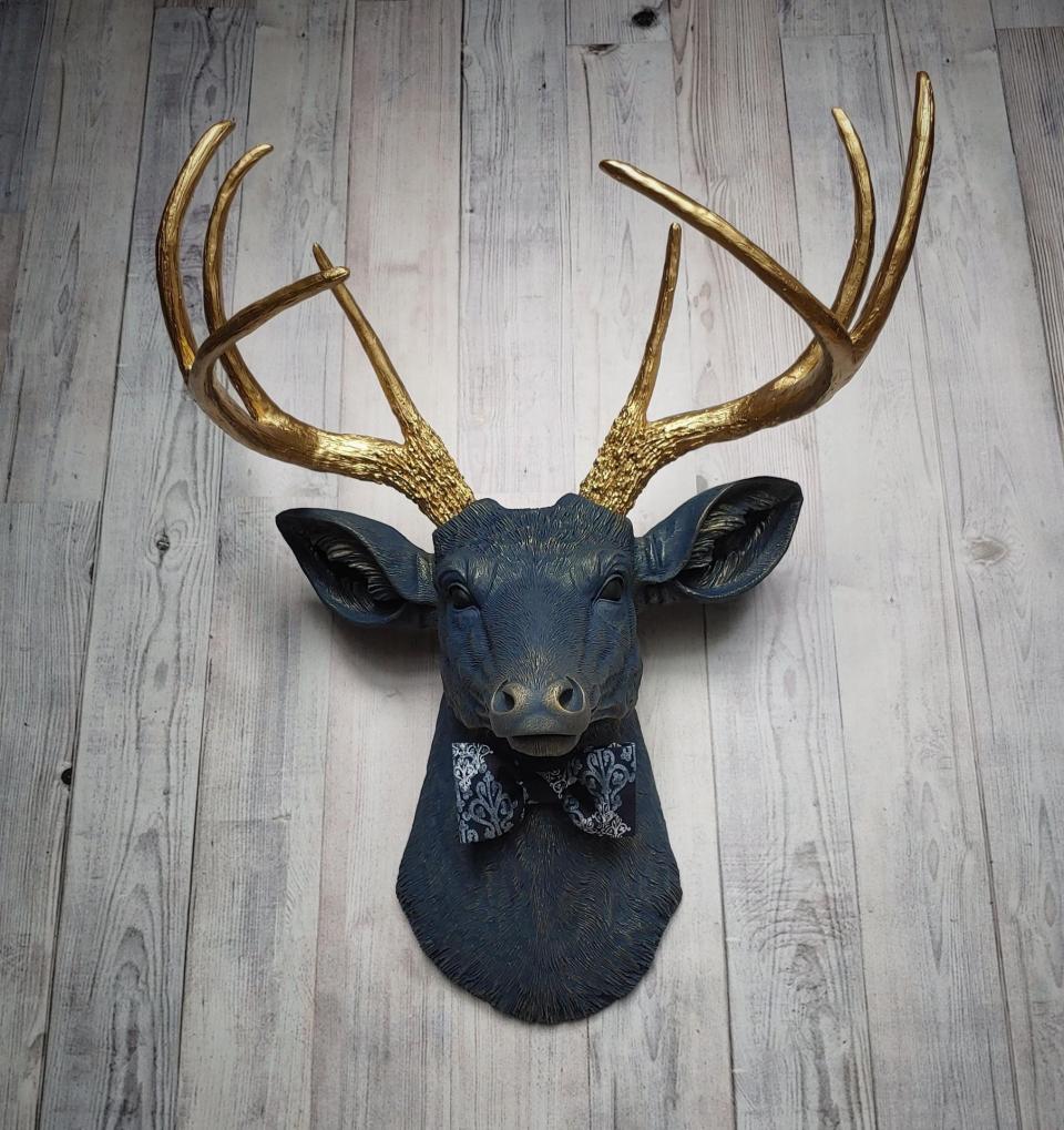 Faux Taxidermy Deer Head, Stag Head Wall Mount, Deer Head with Bow Tie
