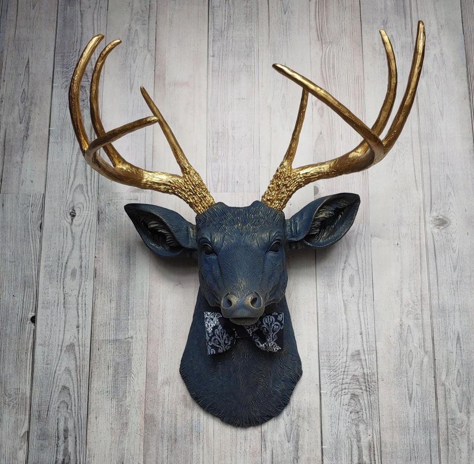 Faux Taxidermy Deer Head, Stag Head Wall Mount, Deer Head with Bow Tie