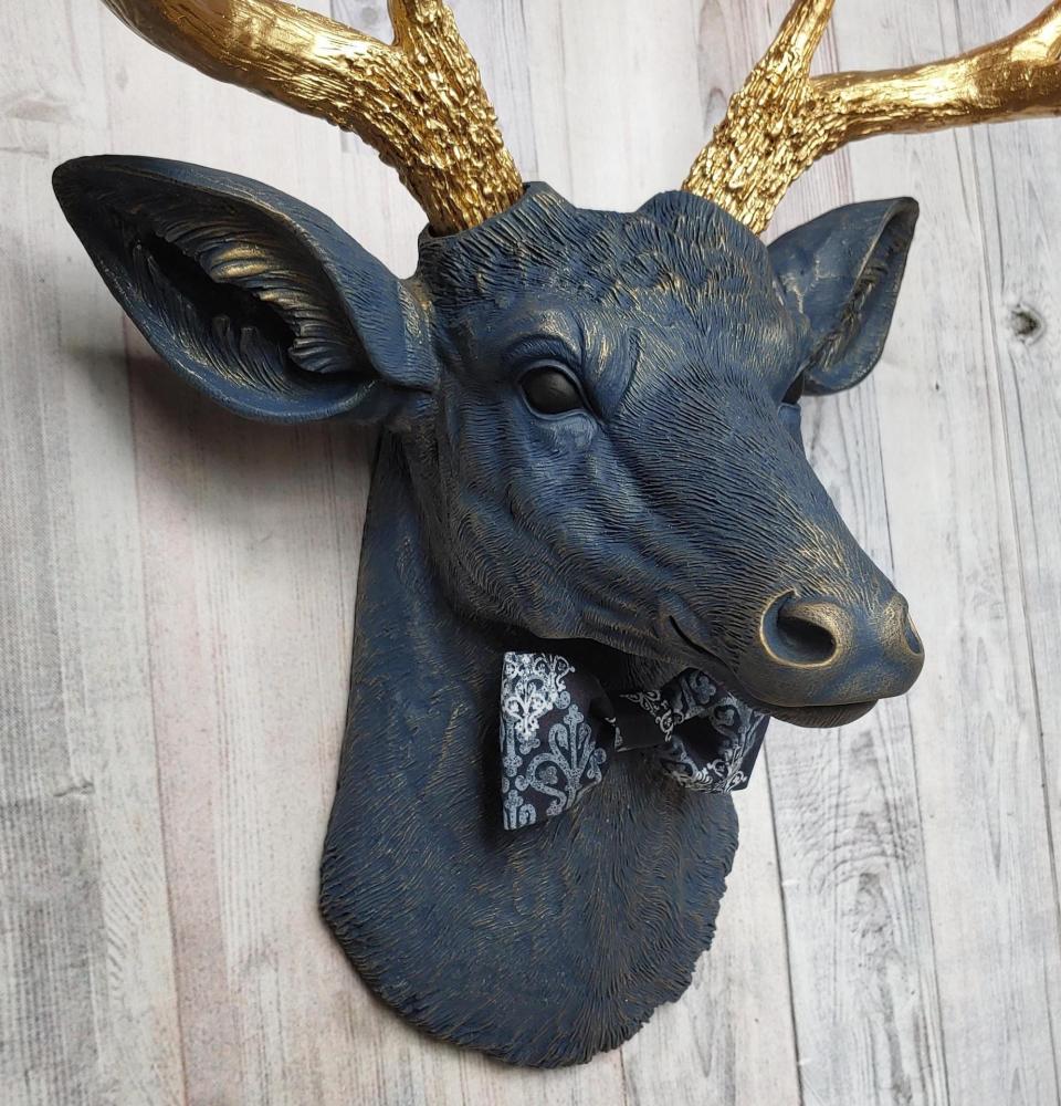 Faux Taxidermy Deer Head, Stag Head Wall Mount, Deer Head with Bow Tie