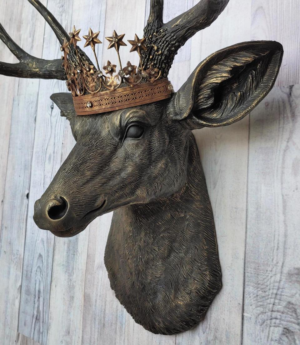Faux Taxidermy Deer Head Wall Art, Faux Stag Head, Crowned Deer Head