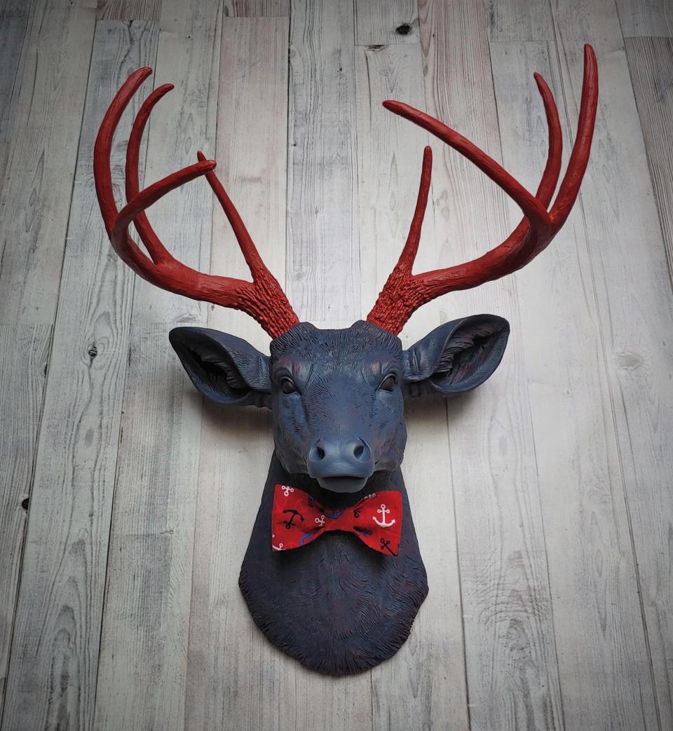 Faux Taxidermy Deer Head,  Stag Head Wall Mount, Deer Head with Bow Tie