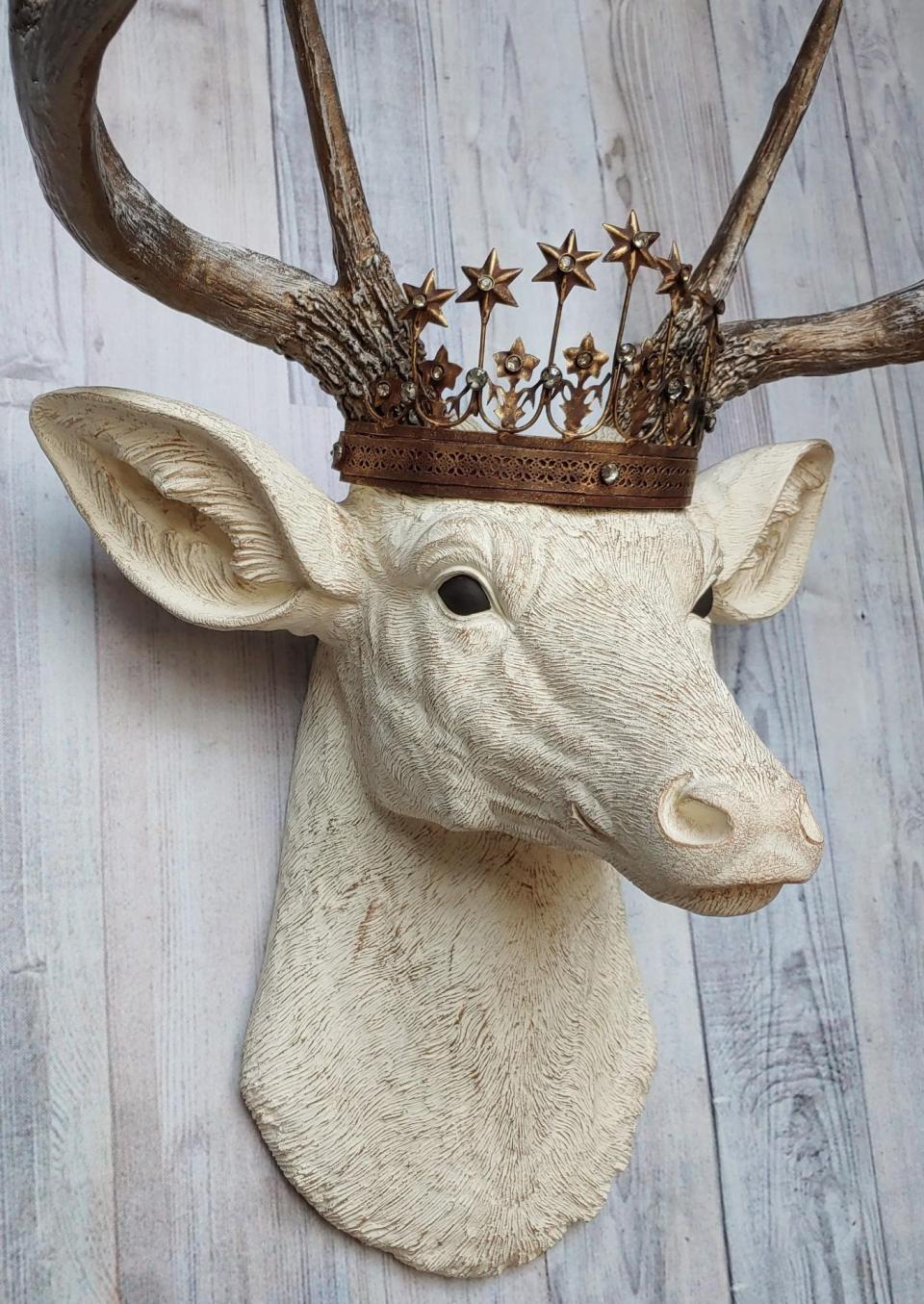 Faux Taxidermy Deer Head Wall Art, Faux Stag Head, Crowned Deer Head