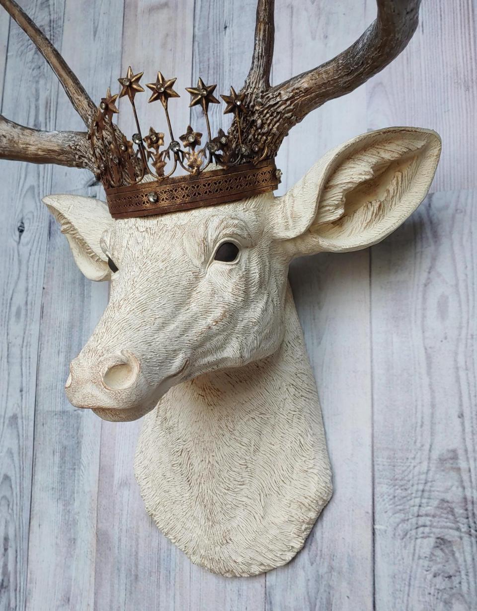 Faux Taxidermy Deer Head Wall Art, Faux Stag Head, Crowned Deer Head
