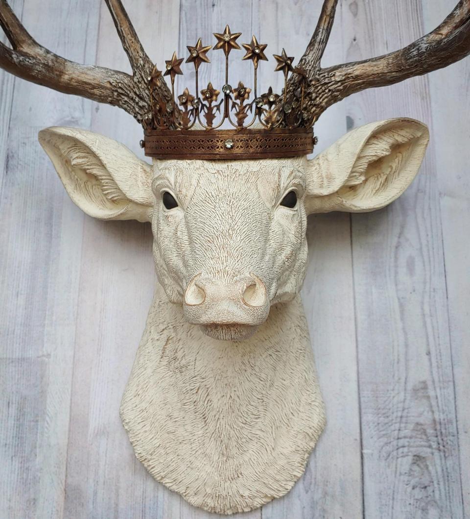 Faux Taxidermy Deer Head Wall Art, Faux Stag Head, Crowned Deer Head