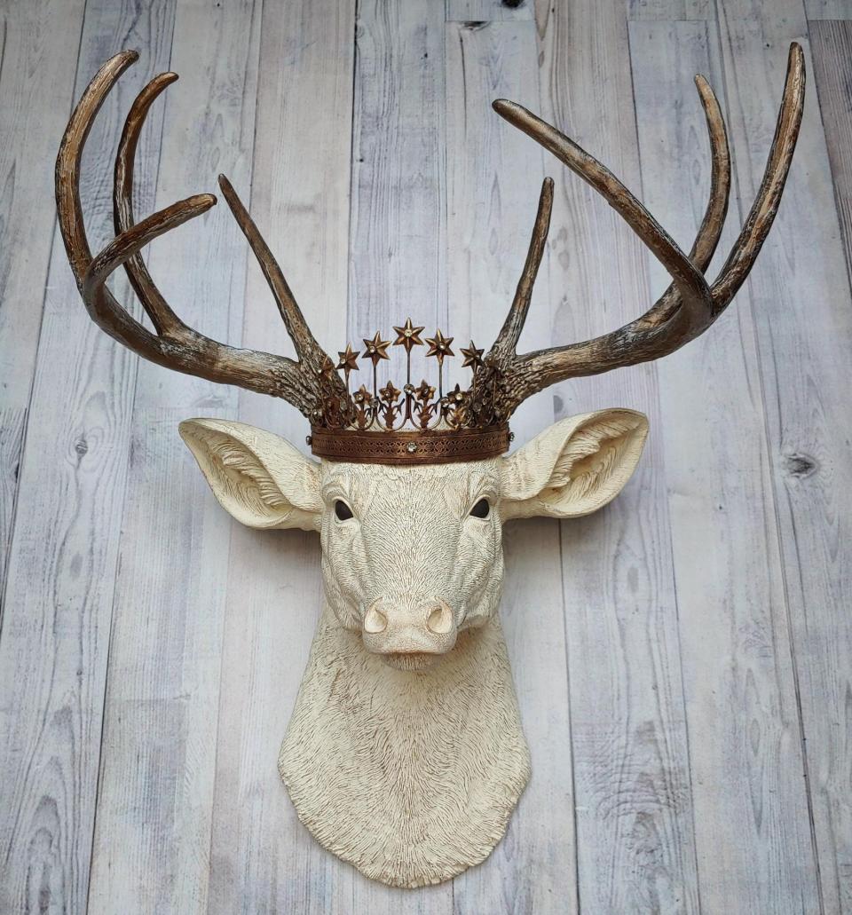 Faux Taxidermy Deer Head Wall Art, Faux Stag Head, Crowned Deer Head