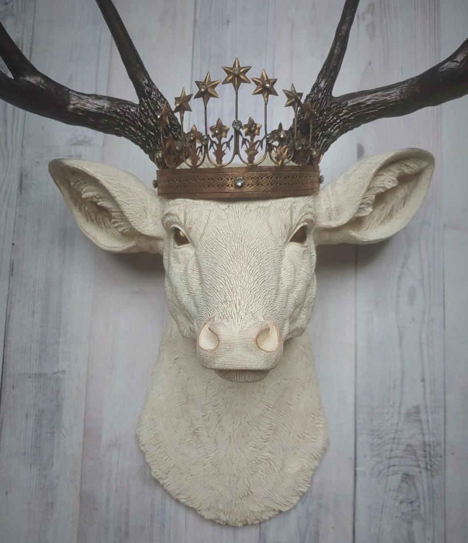 Faux Taxidermy Deer Head, Faux Stag Head, Deer Head with Crown