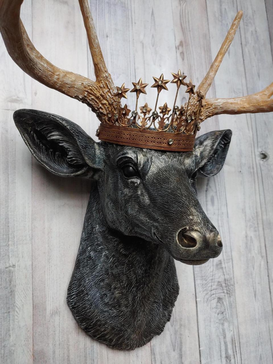 Faux Taxidermy Deer Head Wall Art, Faux Stag Head, Crowned Deer Head