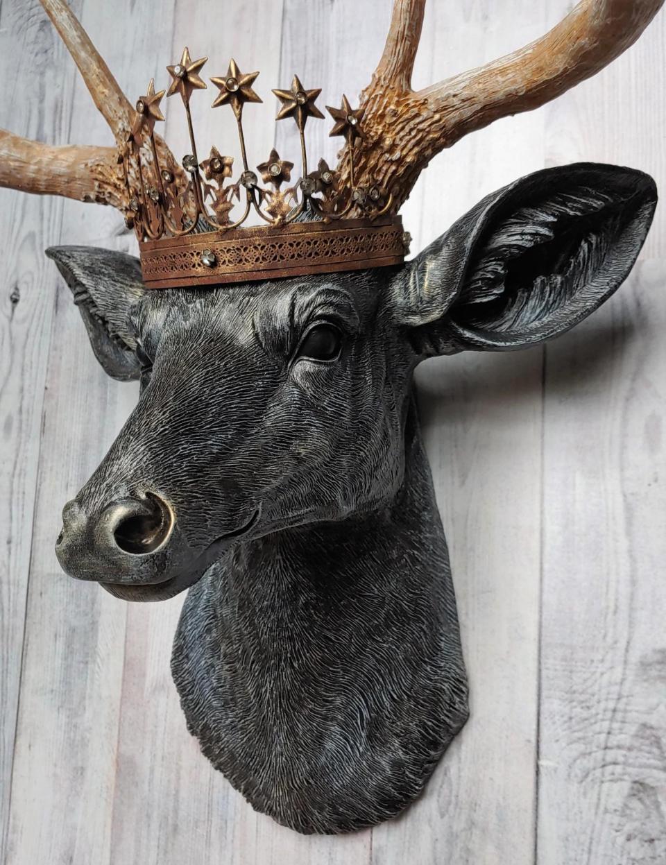 Faux Taxidermy Deer Head Wall Art, Faux Stag Head, Crowned Deer Head