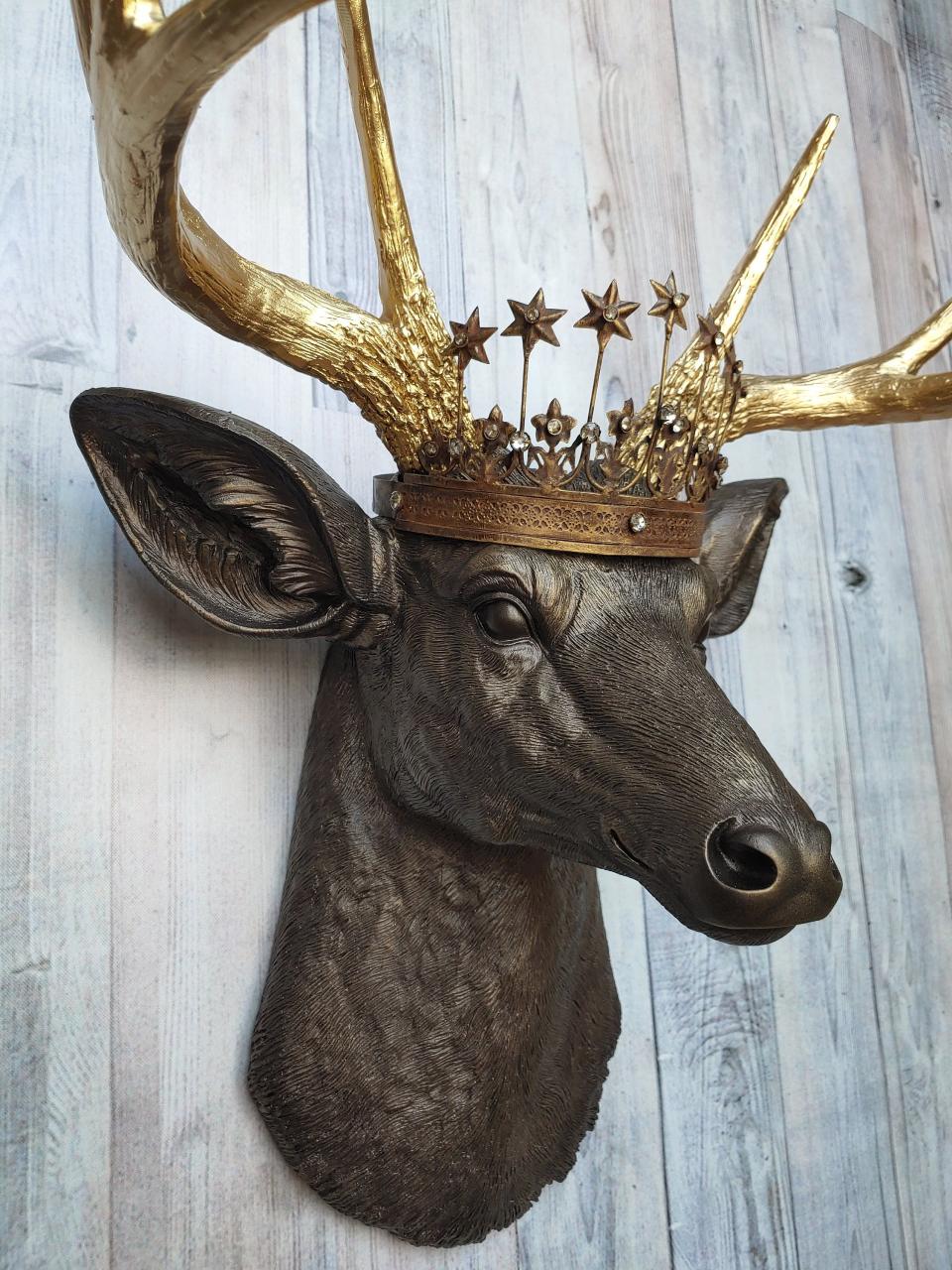 Faux Taxidermy Deer Head Wall Art, Faux Stag Head, Crowned Deer Head