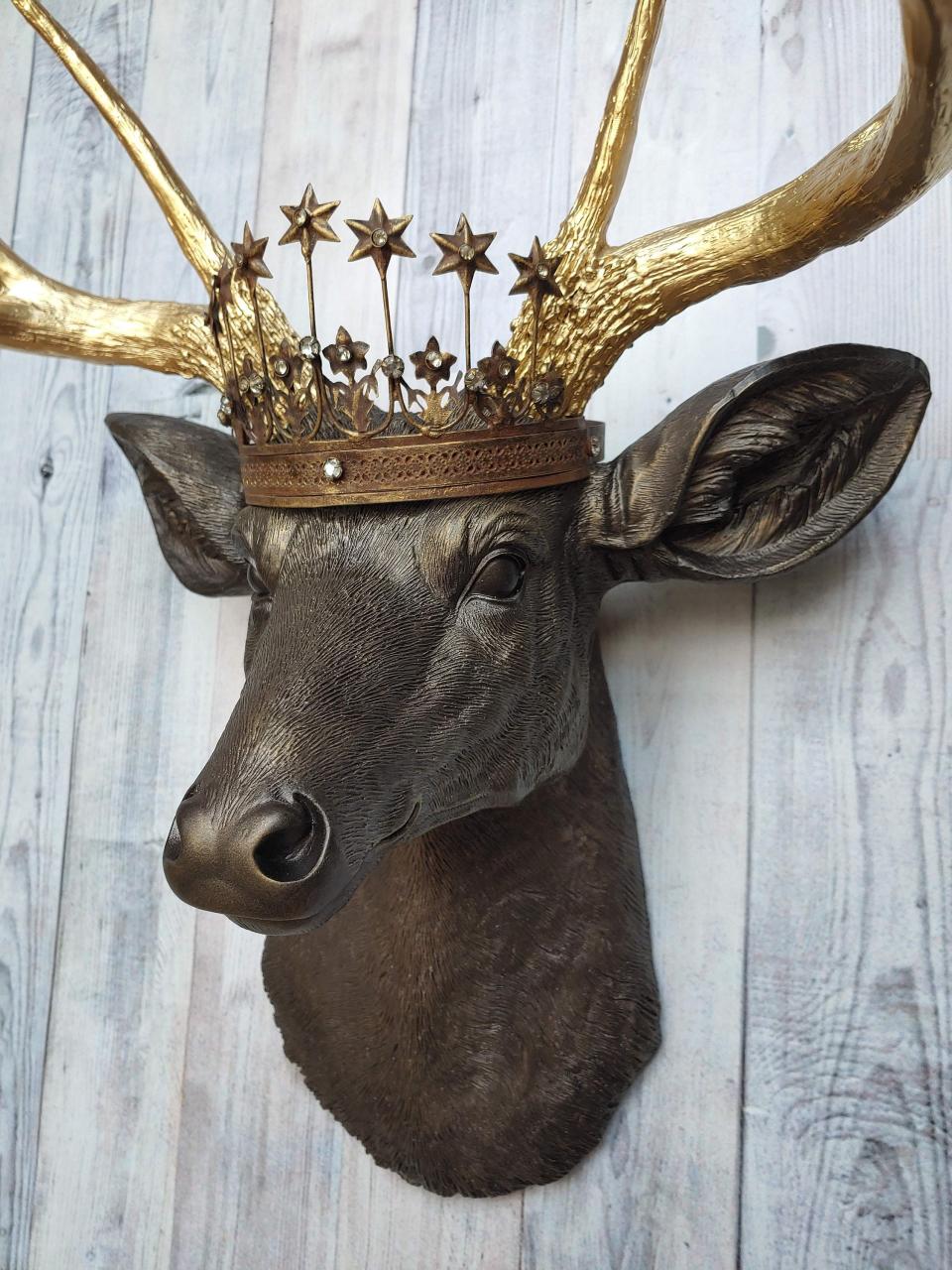 Faux Taxidermy Deer Head Wall Art, Faux Stag Head, Crowned Deer Head