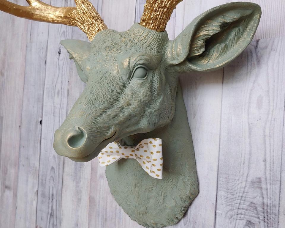 Faux Taxidermy Deer Head, Stag Head Wall Art, Deer Head with Bow Tie