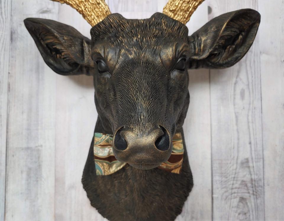 Faux Taxidermy Deer Head Wall Mount, Faux Stag Head, Deer Head with Bow Tie