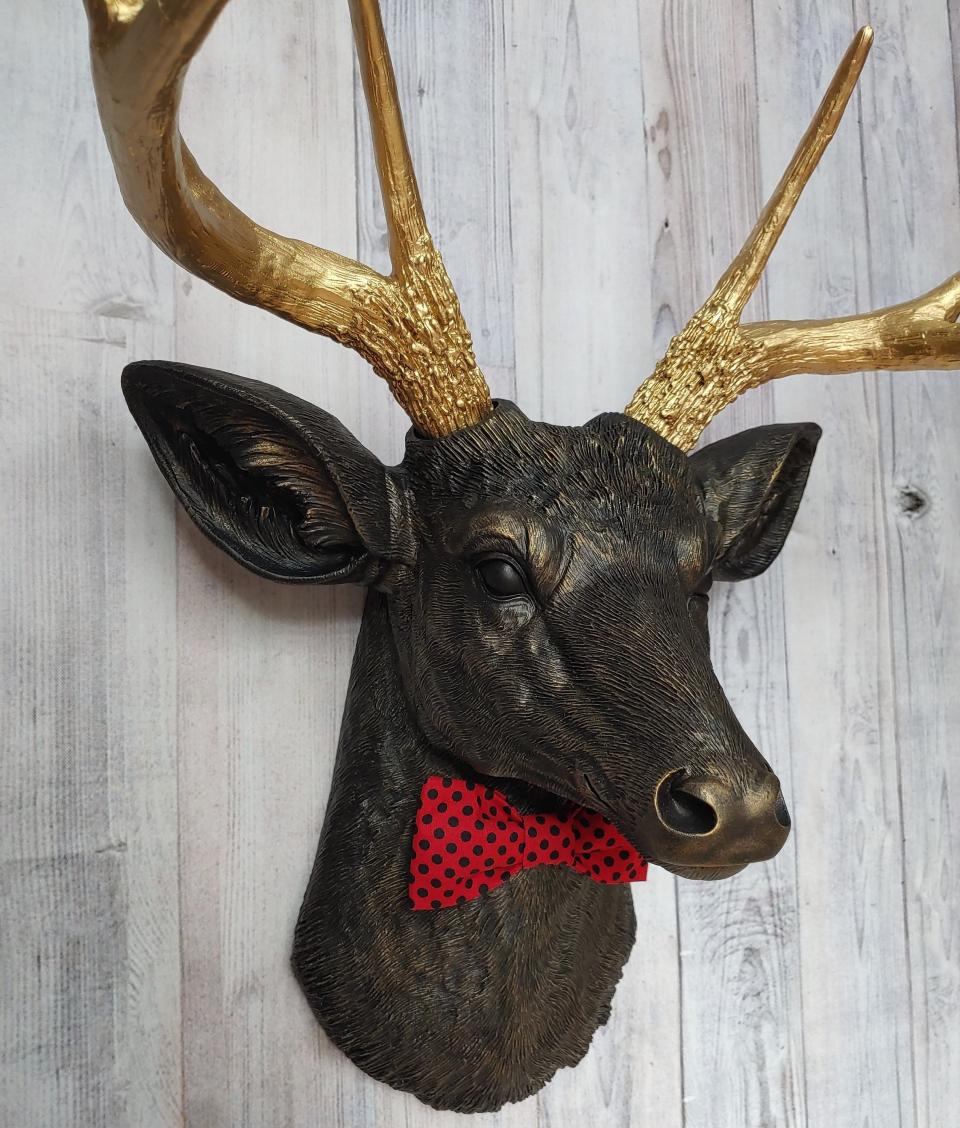 Faux Taxidermy Deer Head, Faux Stag Head, Deer Head with Bow Tie