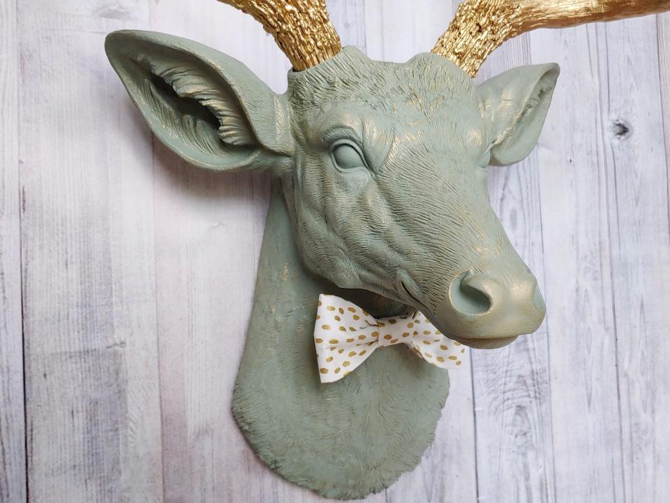Faux Taxidermy Deer Head, Stag Head Wall Art, Deer Head with Bow Tie