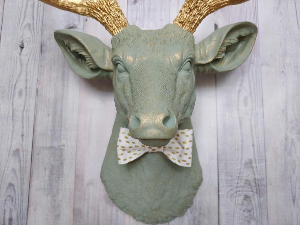 Faux Taxidermy Deer Head, Stag Head Wall Art, Deer Head with Bow Tie
