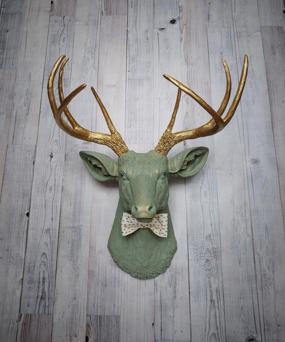 Faux Taxidermy Deer Head, Stag Head Wall Art, Deer Head with Bow Tie