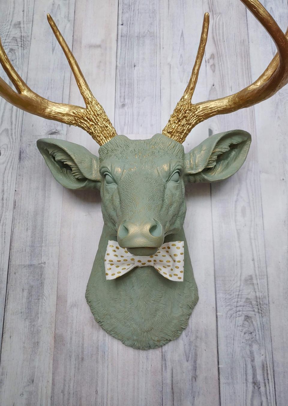 Faux Taxidermy Deer Head, Stag Head Wall Art, Deer Head with Bow Tie