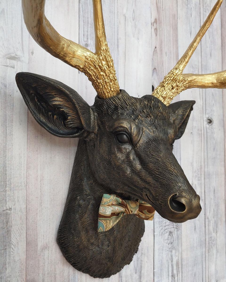 Faux Taxidermy Deer Head Wall Mount, Faux Stag Head, Deer Head with Bow Tie