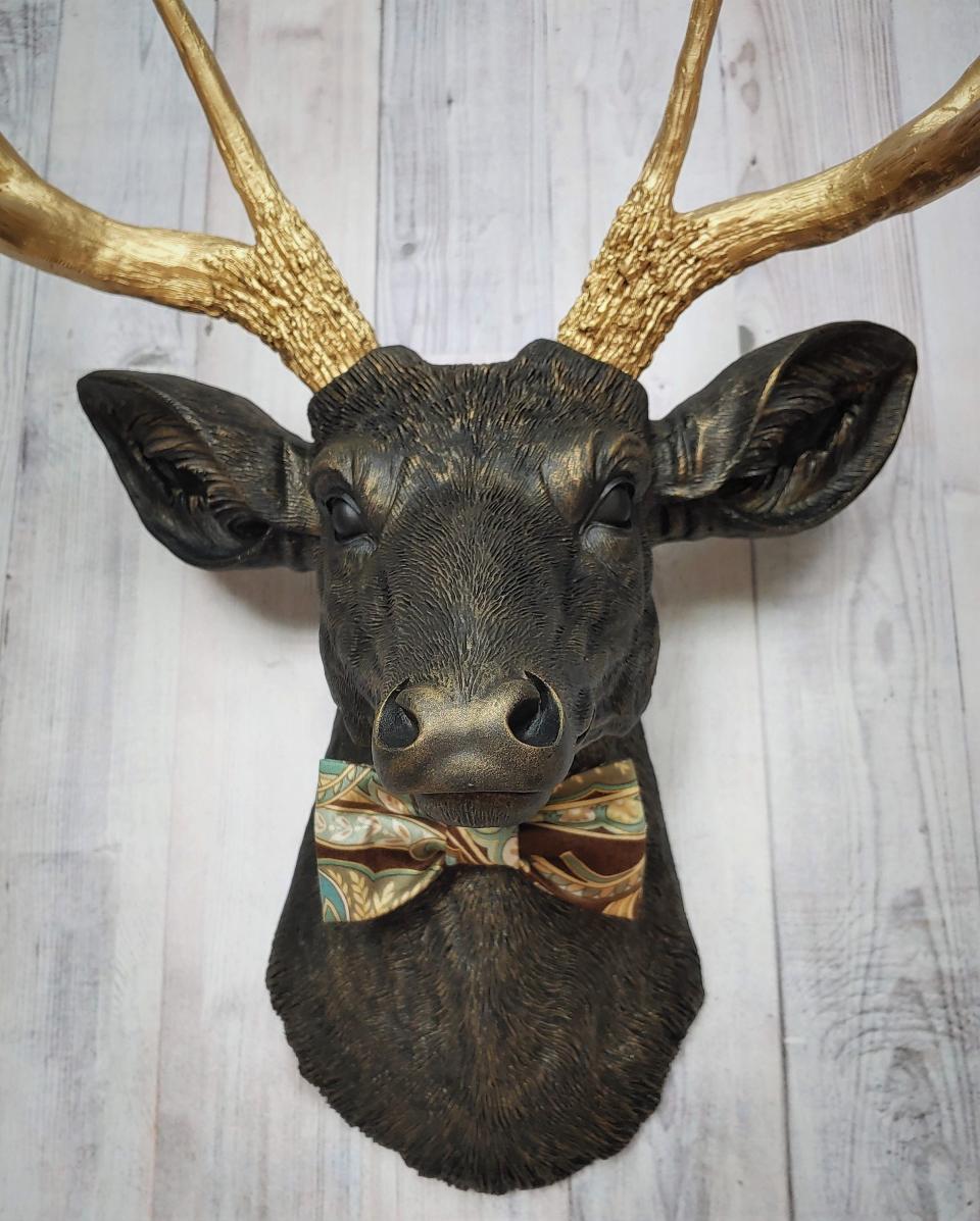 Faux Taxidermy Deer Head Wall Mount, Faux Stag Head, Deer Head with Bow Tie