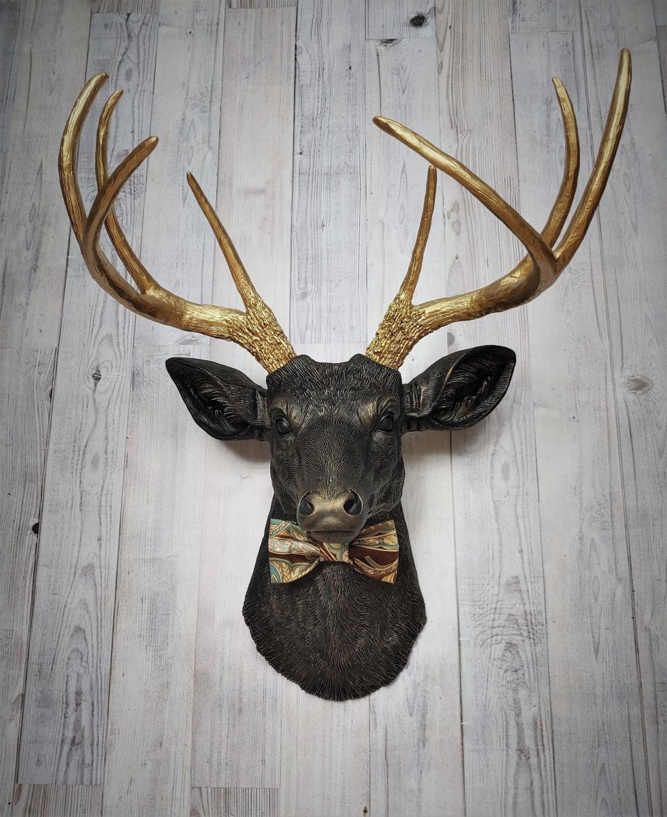 Faux Taxidermy Deer Head Wall Mount, Faux Stag Head, Deer Head with Bow Tie