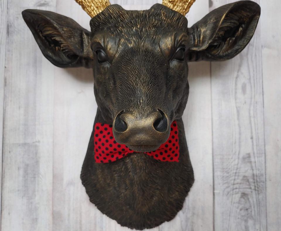Faux Taxidermy Deer Head, Faux Stag Head, Deer Head with Bow Tie
