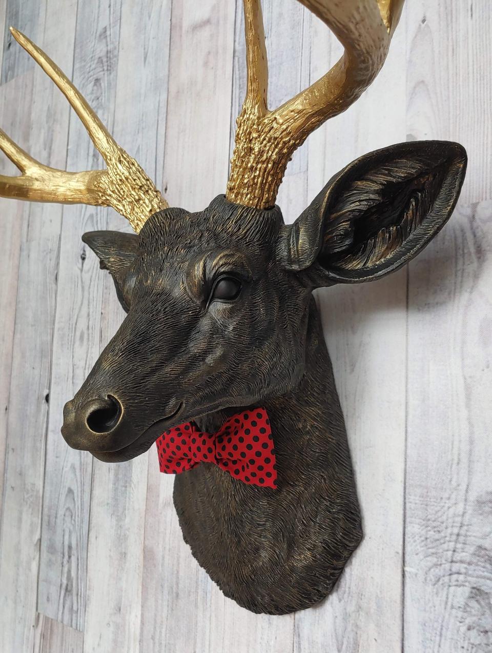 Faux Taxidermy Deer Head, Faux Stag Head, Deer Head with Bow Tie