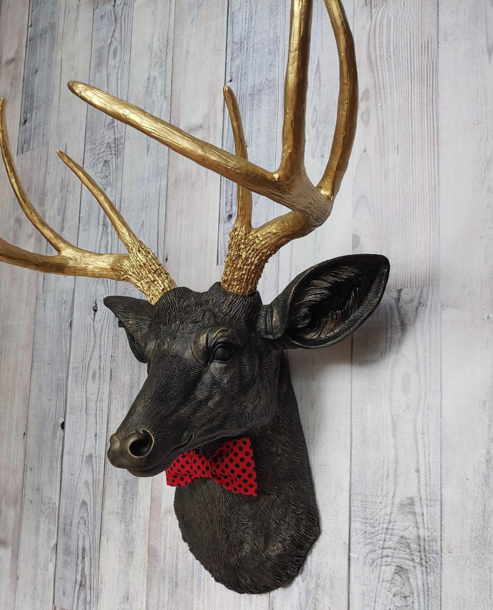 Faux Taxidermy Deer Head, Faux Stag Head, Deer Head with Bow Tie