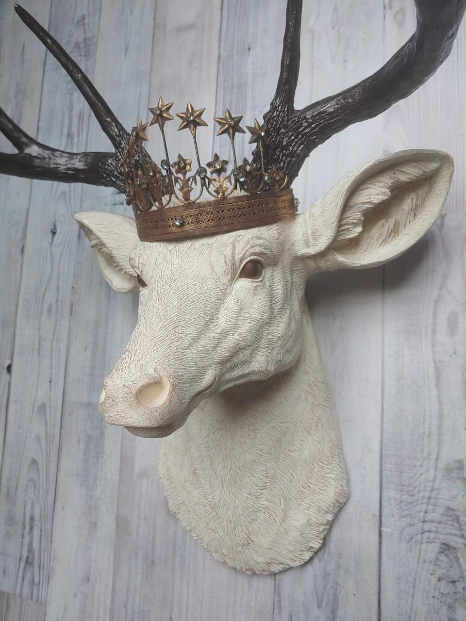 Faux Taxidermy Deer Head, Faux Stag Head, Deer Head with Crown