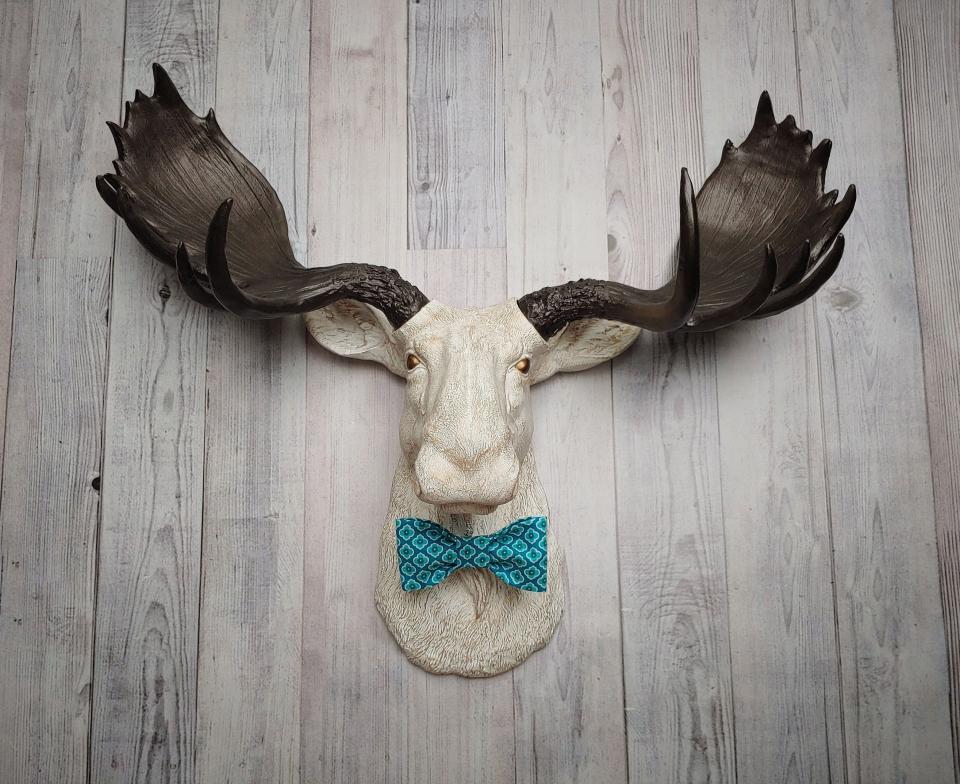 Faux Taxidermy Moose Head, Moose Head Wall Decor, Moose Head with Bow Tie