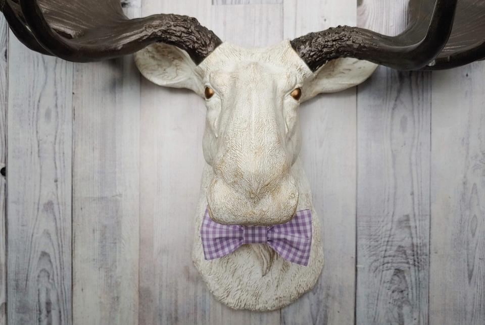 Faux Taxidermy Moose Head Wall Mount, Moose Head Wall Decor, Moose Head with Bow Tie