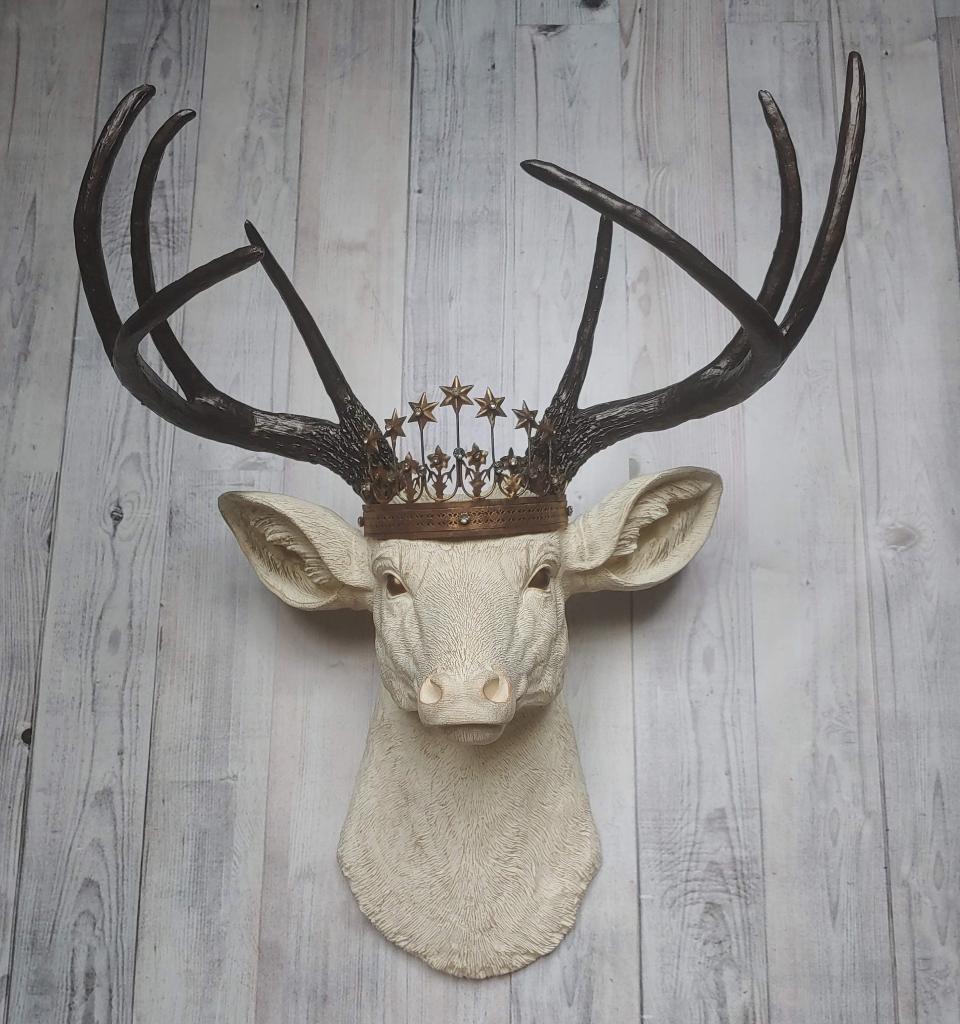 Faux Taxidermy Deer Head, Faux Stag Head, Deer Head with Crown