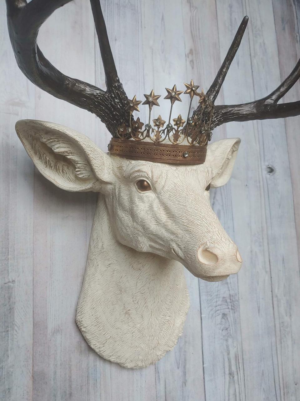 Faux Taxidermy Deer Head, Faux Stag Head, Deer Head with Crown