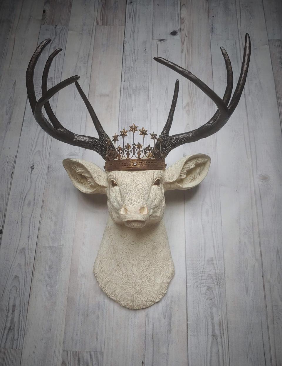 Faux Taxidermy Deer Head, Faux Stag Head, Deer Head with Crown