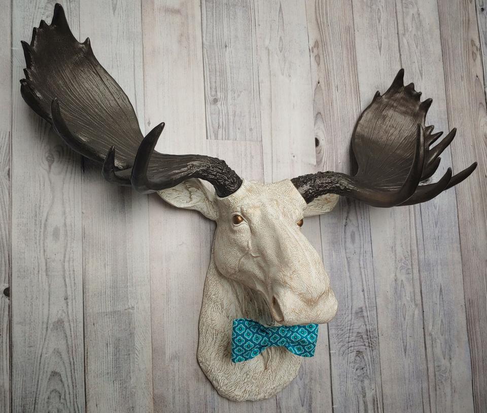 Faux Taxidermy Moose Head, Moose Head Wall Decor, Moose Head with Bow Tie