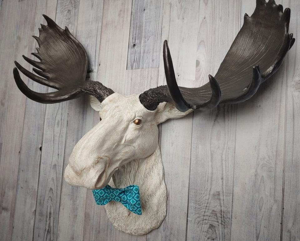 Faux Taxidermy Moose Head, Moose Head Wall Decor, Moose Head with Bow Tie