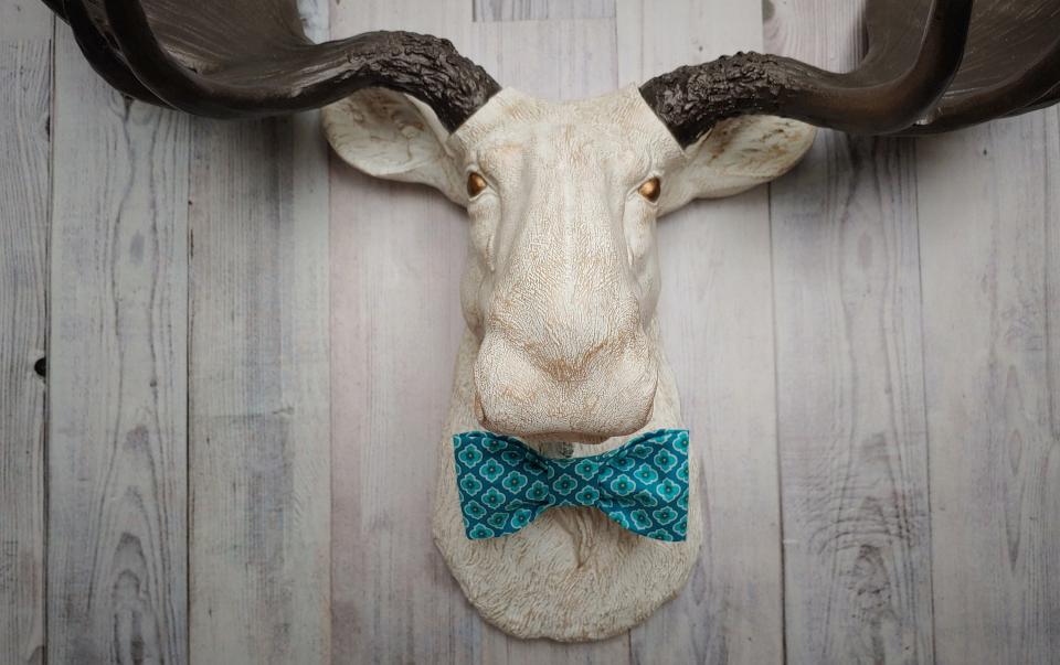 Faux Taxidermy Moose Head, Moose Head Wall Decor, Moose Head with Bow Tie