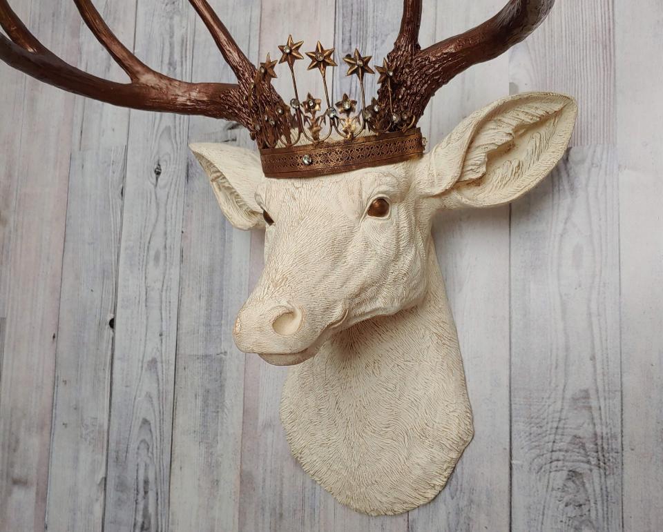 Faux Taxidermy Deer Head, Faux Stag Head, Deer Head with Crown