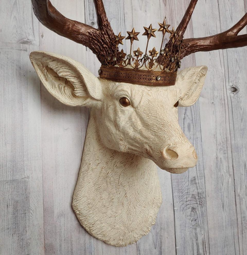 Faux Taxidermy Deer Head, Faux Stag Head, Deer Head with Crown