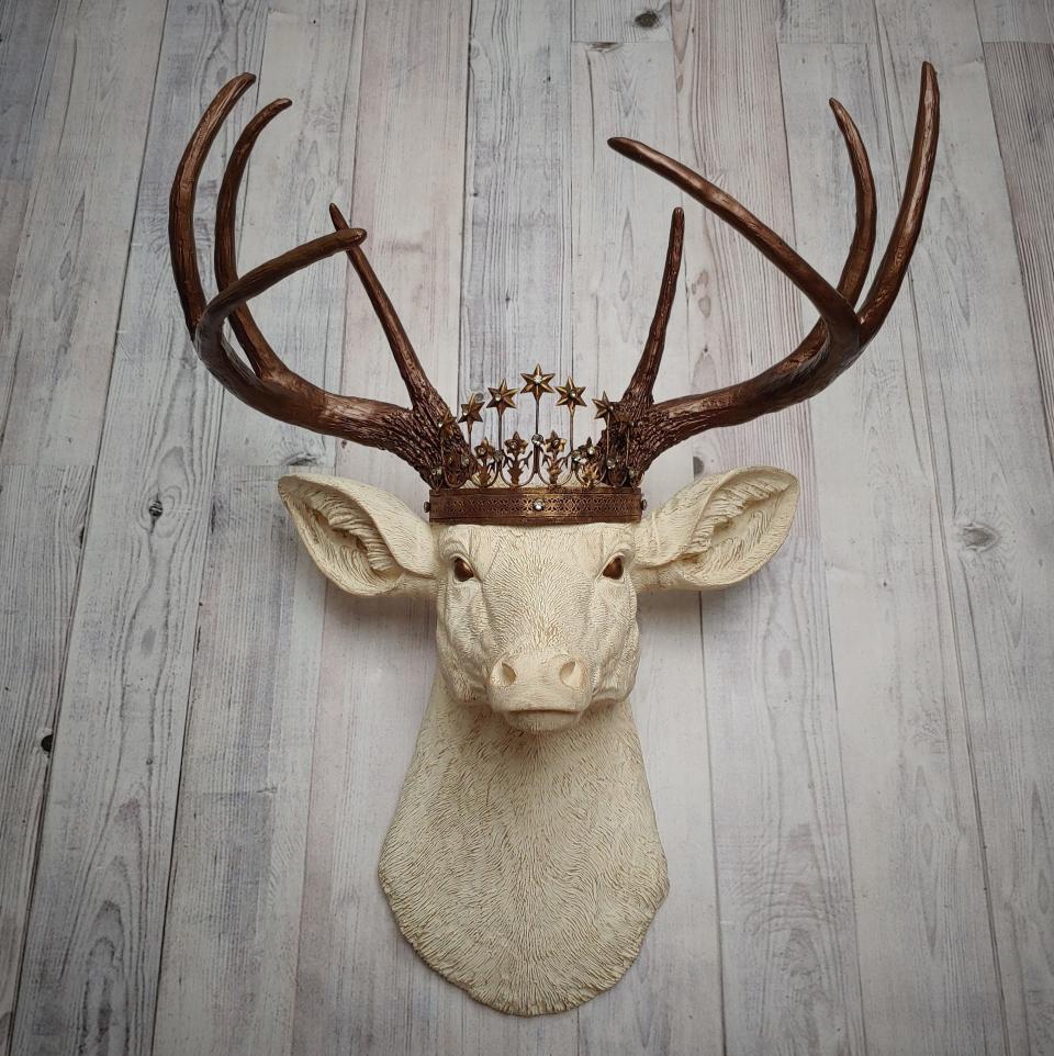 Faux Taxidermy Deer Head, Faux Stag Head, Deer Head with Crown