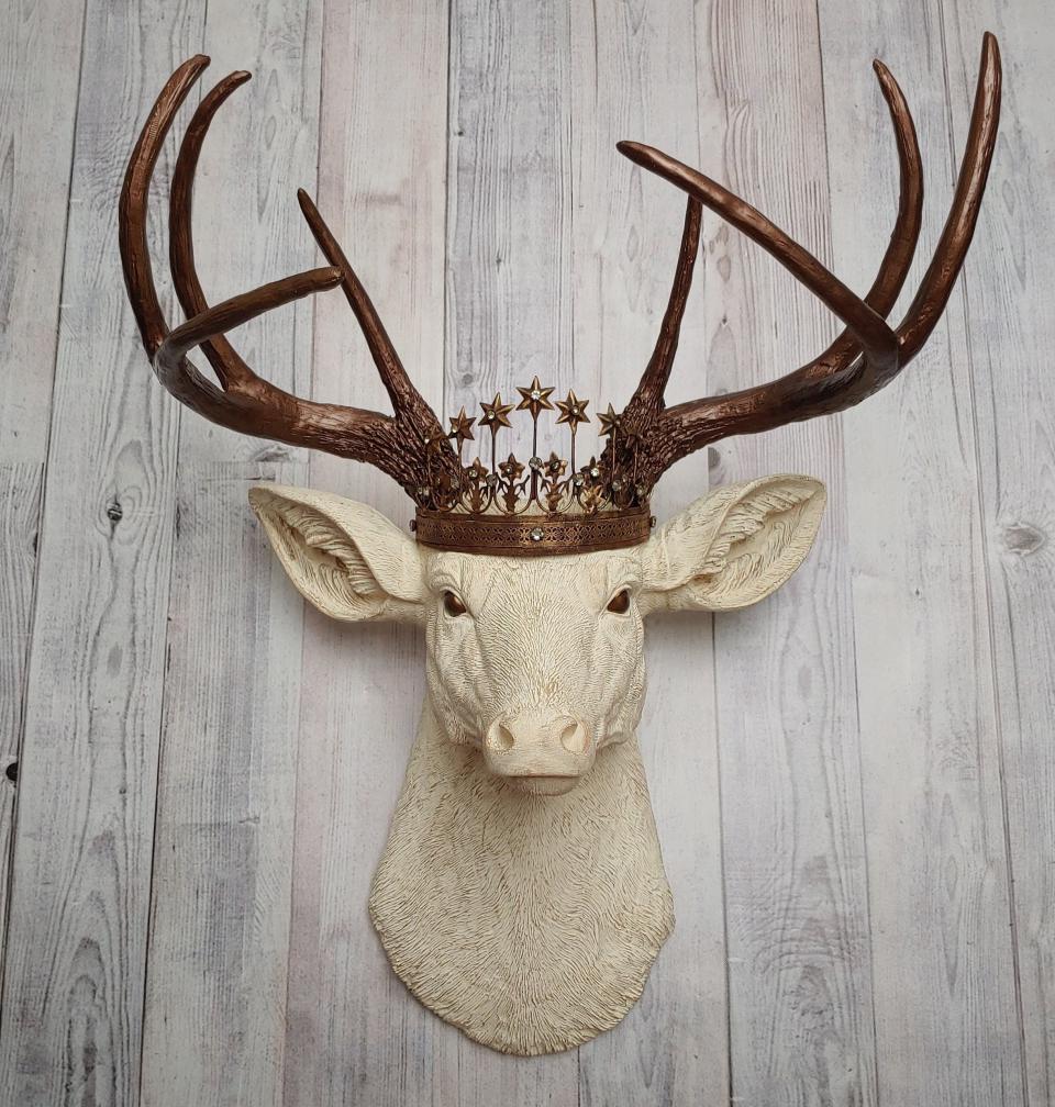 Faux Taxidermy Deer Head, Faux Stag Head, Deer Head with Crown