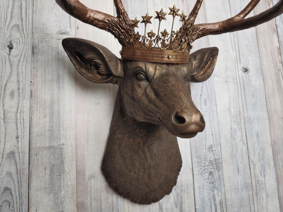 Faux Taxidermy Deer Head Wall Decor, Stag Head Wall Mount, Deer Head Wall Art, Crowned Deer Head