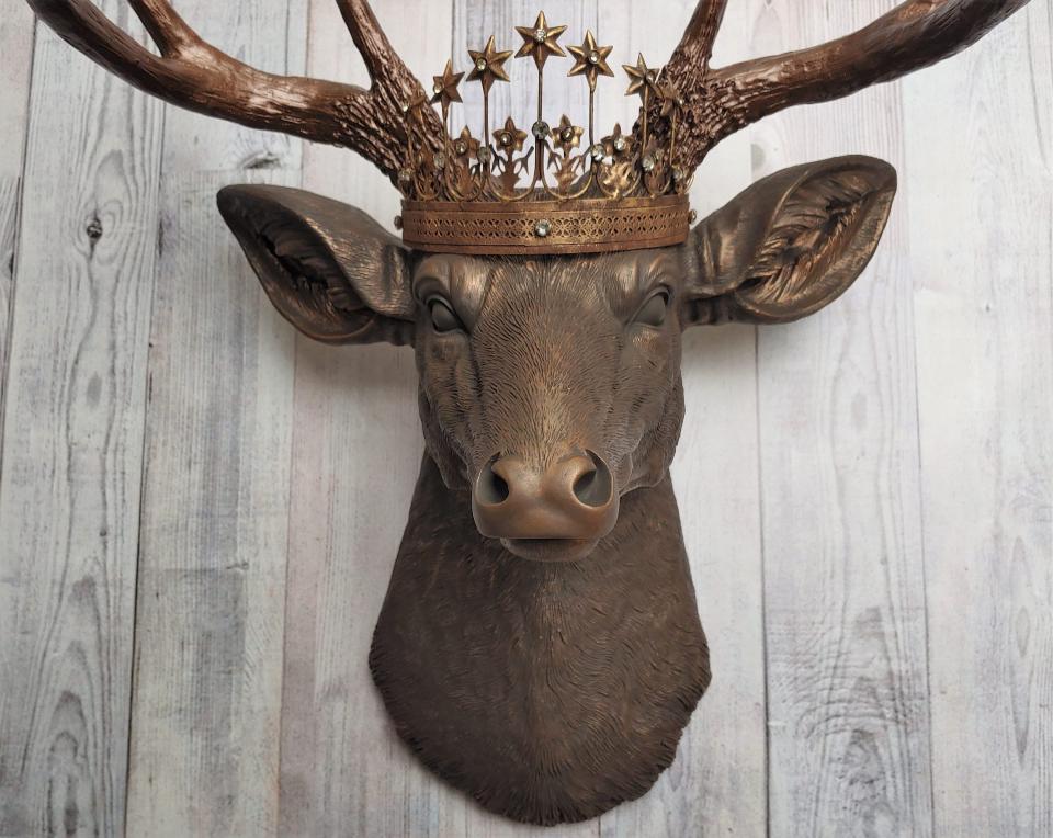 Faux Taxidermy Deer Head Wall Decor, Stag Head Wall Mount, Deer Head Wall Art, Crowned Deer Head