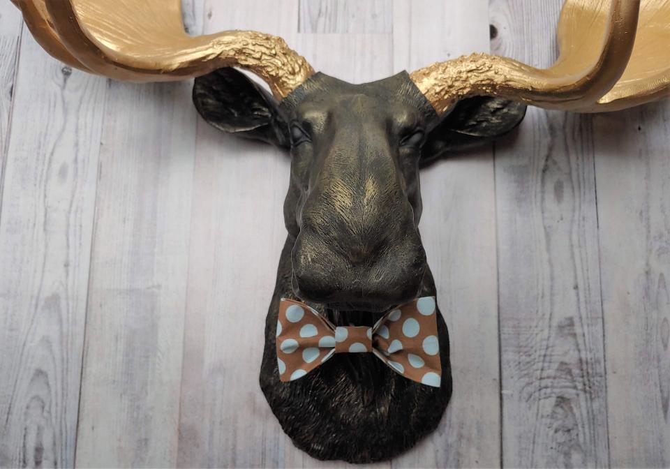 Faux Taxidermy Moose Head Wall Mount with Bow Tie